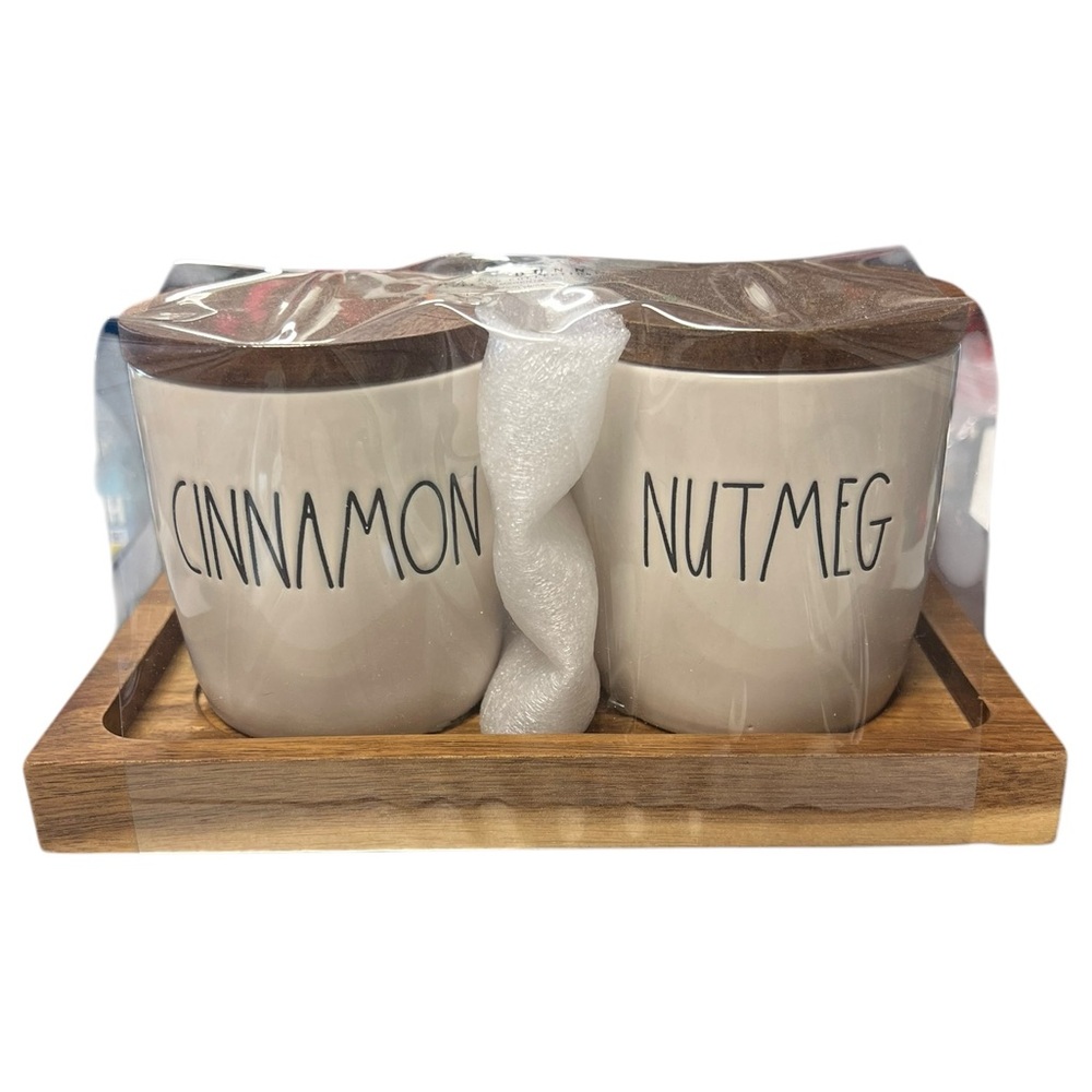 Rae Dunn Nutmeg Cinnamon Canister Jar Mini Cellar Set 4” Farmhouse Barn Cottage